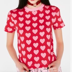 Lazy Oaf Heart Repeat Fitted Tee